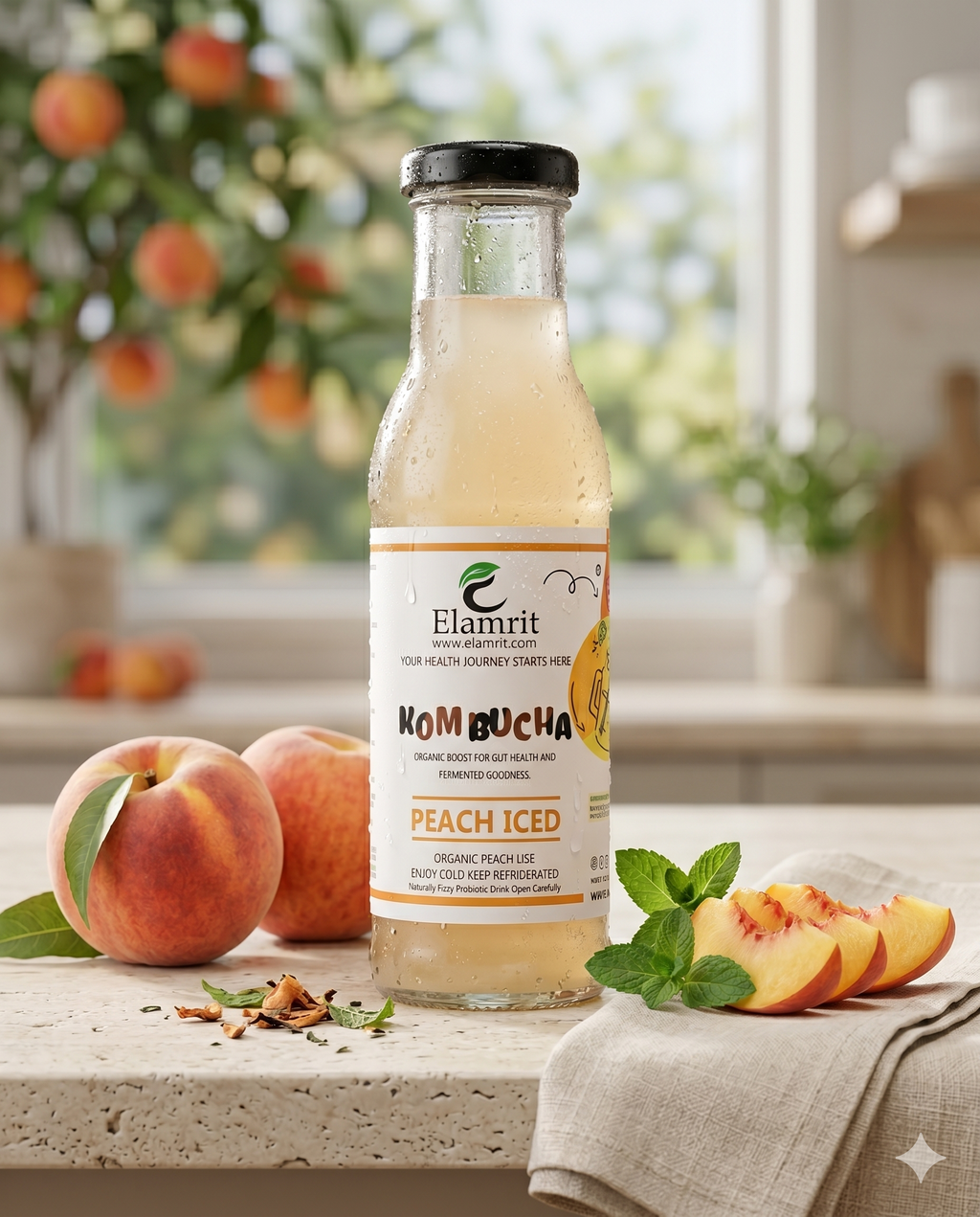 Peach Iced Kombucha