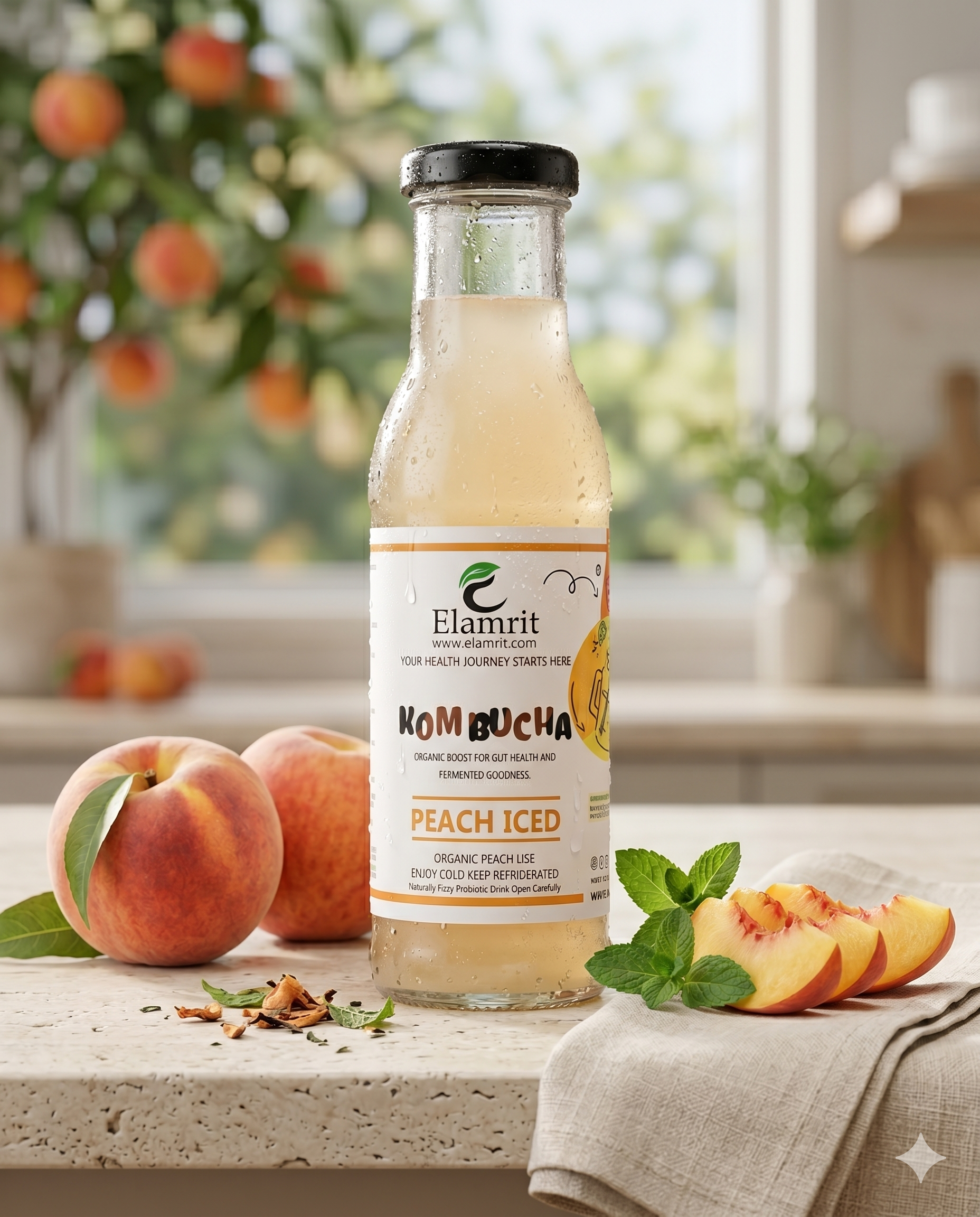 Peach Iced Kombucha
