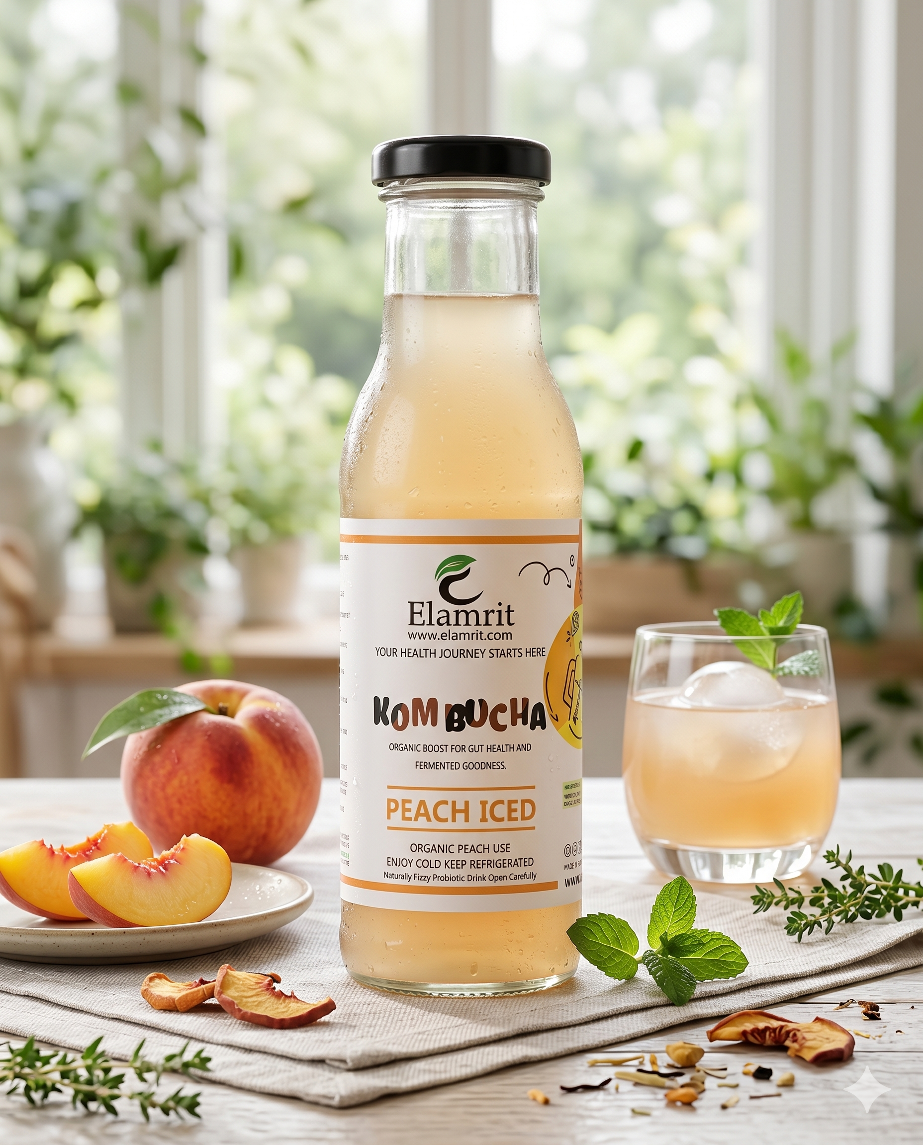 Peach Iced Kombucha